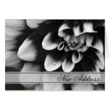 Black and White Dahlia Change of Address Card