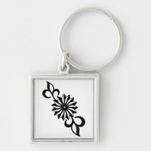 Black and White Daisy Key Chain