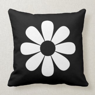 Black and White Daisy Throw Pillow
