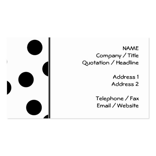 Black and White Dalmatian Spot Pattern. Business Card Template (front side)