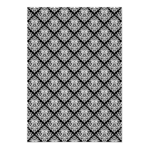 Black and White Damask 1 Personalized Announcement