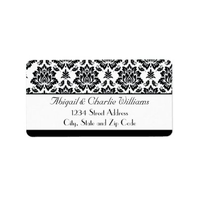 Black and White Damask Address Label