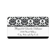 Black and White Damask Address Label