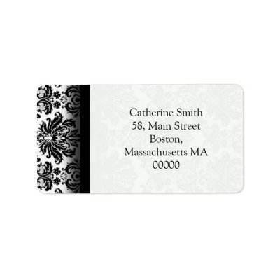 Black and White Damask Address Labels