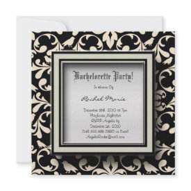 Black and White Damask Bachelorette Party Invitati invitation