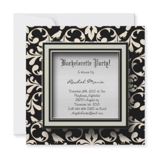 Black and White Damask Bachelorette Party Invitati invitation