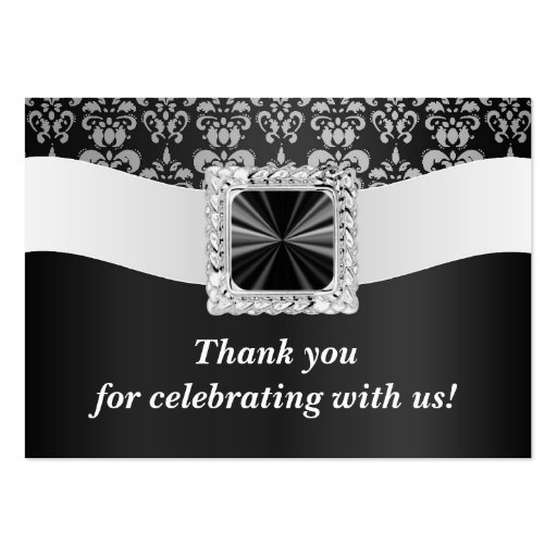 Black and white damask business card (front side)