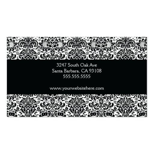 Black and White Damask Business Card (back side)