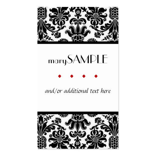 Black and White Damask Business Card (front side)