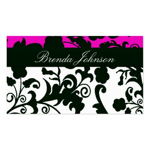 Black and White Damask Business Card (front side)