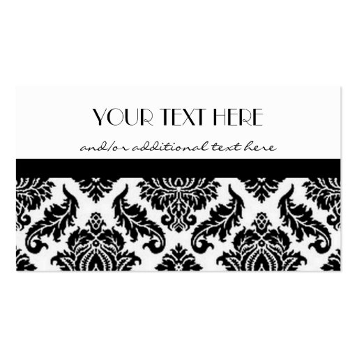 Black and White Damask Business Cards (front side)