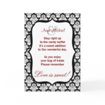 Black and White damask Candy Buffet Poem Card