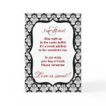 Black and White damask Candy Buffet Poem Card