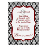Black and White damask Candy Buffet Poem Card