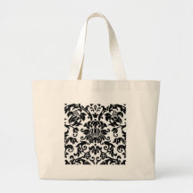 Black and White Damask Canvas Bags