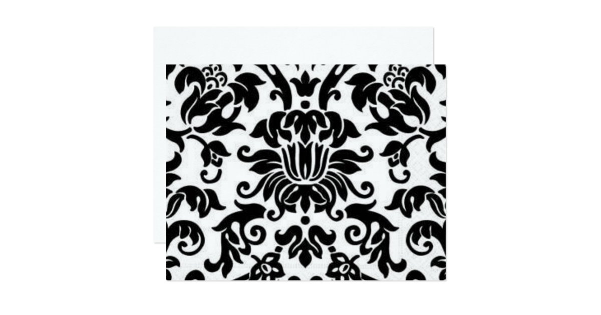 Black and White Damask Card Zazzle