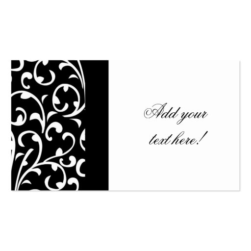 Black and White Damask Customizable Business Card (front side)