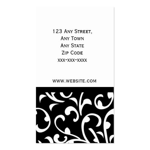 Black and White Damask Customizable Business Card (back side)