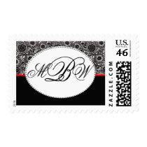 Black and white damask - customize your own monogr postage