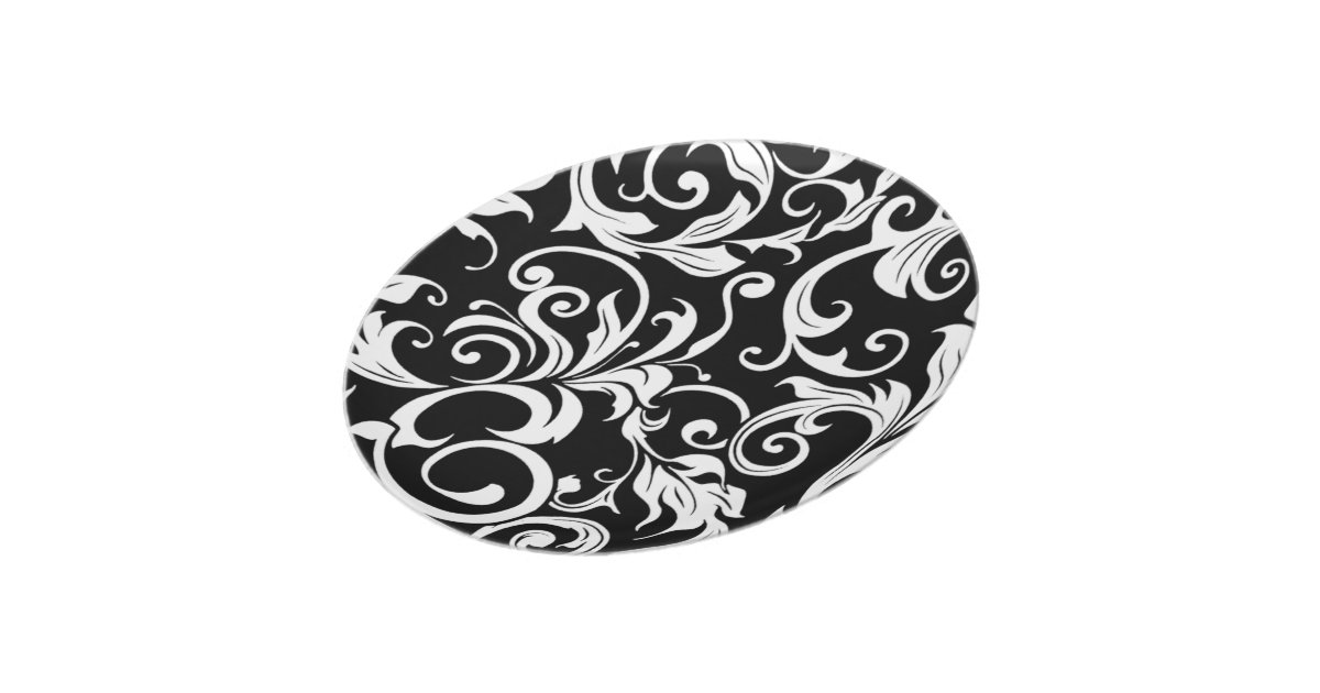 Black and White Damask Dinner Plates Zazzle