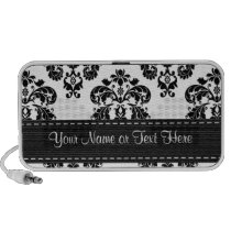 Black and White Damask Doodle Speakers Personalize