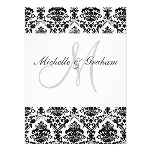 Black and White  Damask Elegant Wedding Personalized Invite