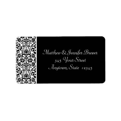 Black and White Damask Envelope Address Labels