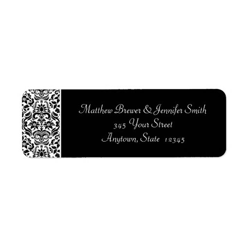Black and White Damask Envelope Address Labels | Zazzle