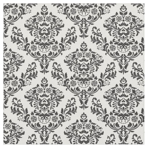 Black and White Damask Fabric Zazzle