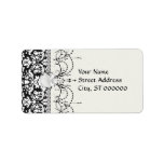 black and white damask flourish labels