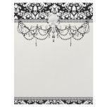 black and white damask flourish personalized letterhead