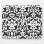 black and white damask flourish mousepads
