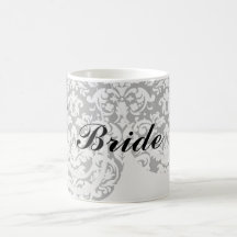black and white damask flourish mugs