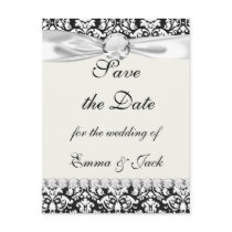 black and white damask flourish post cards