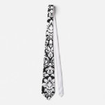 black and white damask flourish ties