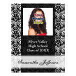 Black and White Damask Graduation Invitation