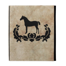 Black and White Damask Horse iPad Folio Covers