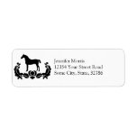 Black and White Damask Horse Labels