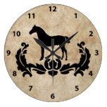 Black and White Damask Horse Wallclocks