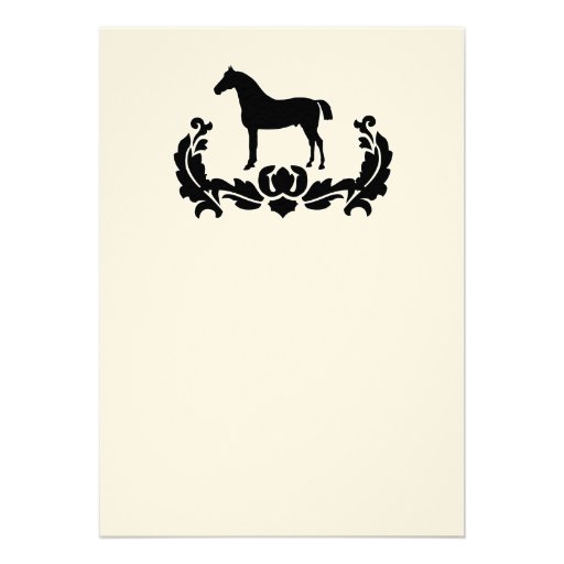 Black and White Damask Horse Wedding Invitation
