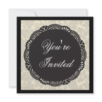 Black and White Damask invitations