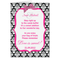 Black and White damask Love is sweet Poem Card