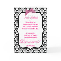 Black and White damask Love is sweet Poem Card