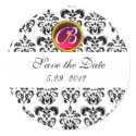 BLACK AND WHITE DAMASK MONOGRAM ,red ruby stickers