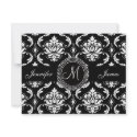 Black and White Damask Monogram Save the Date Card invitation