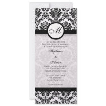 Black and White Damask Monogram Wedding Invitation