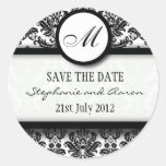 Black and White Damask Monogram Wedding Sticker
