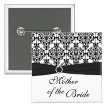 Black and White Damask Mother of the Bride Pin