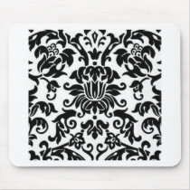 Black and White Damask Mousepads