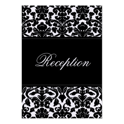 Black and White Damask on Linen Enclosure Card Business Card (front side)
